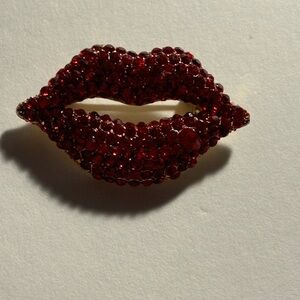 Red Crystal Lip Brooch